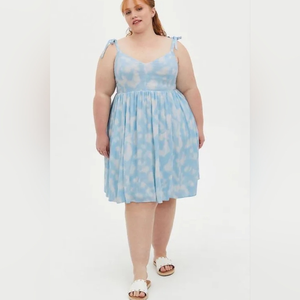 Cloud Print Tie-Strap Dress